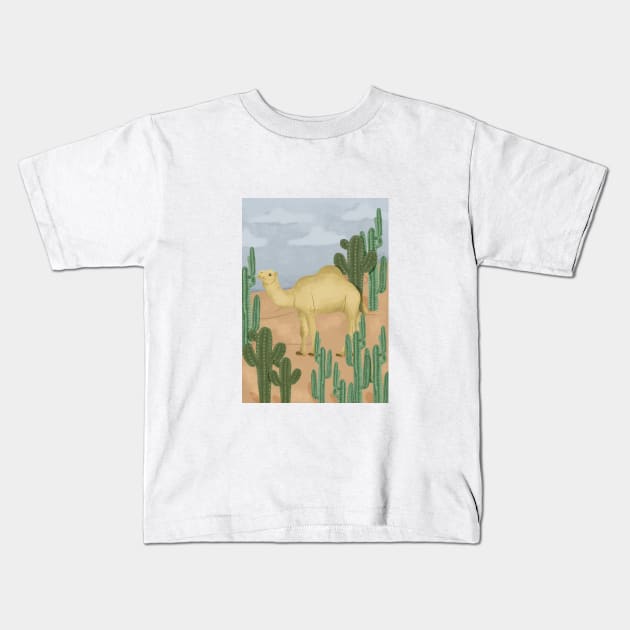 Camel in the Desert Kids T-Shirt by Salfiart